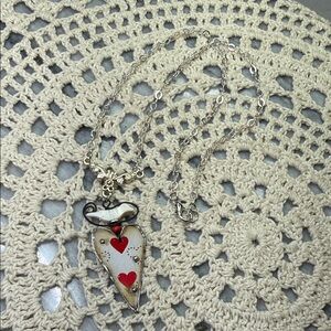 vintage tin Heart Pendant Silver Necklace